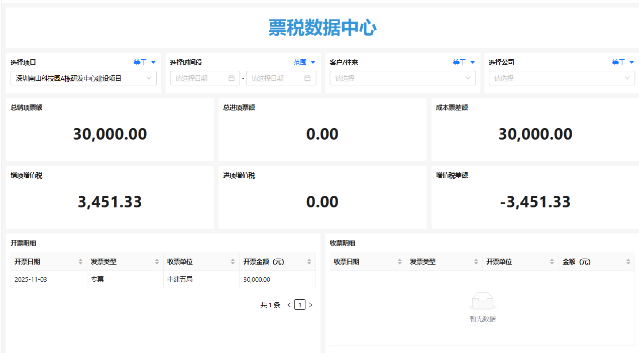 开票登记界面