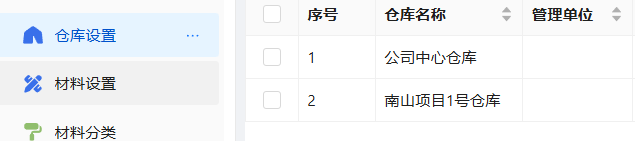仓库设置